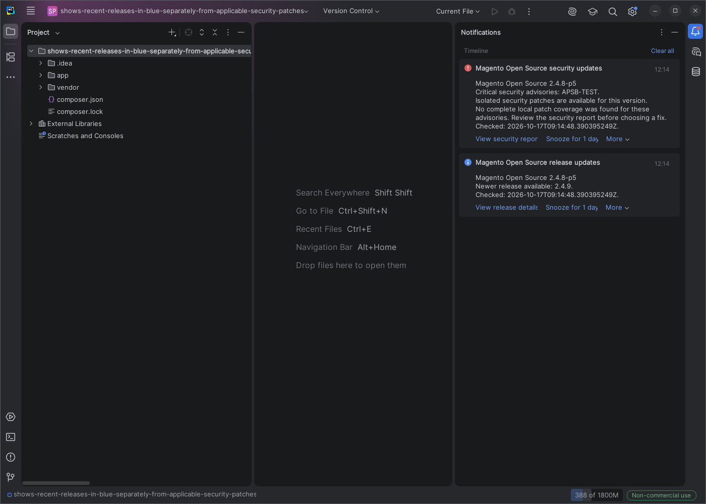 Separate release and security notifications in the IDE