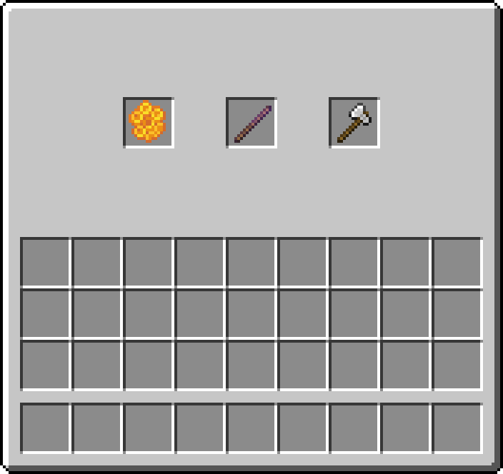 Honeycomb, Debug Stick and axe in a Minecraft inventory