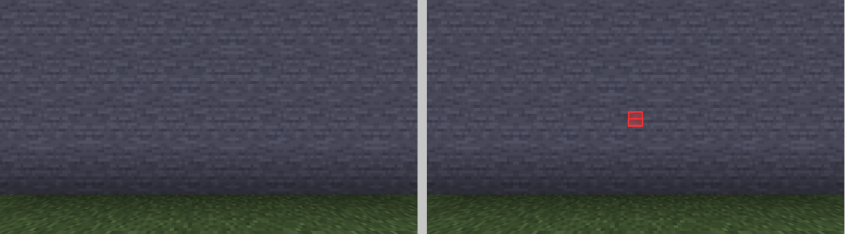 The same wall with the lock overlay off on the left and on on the right