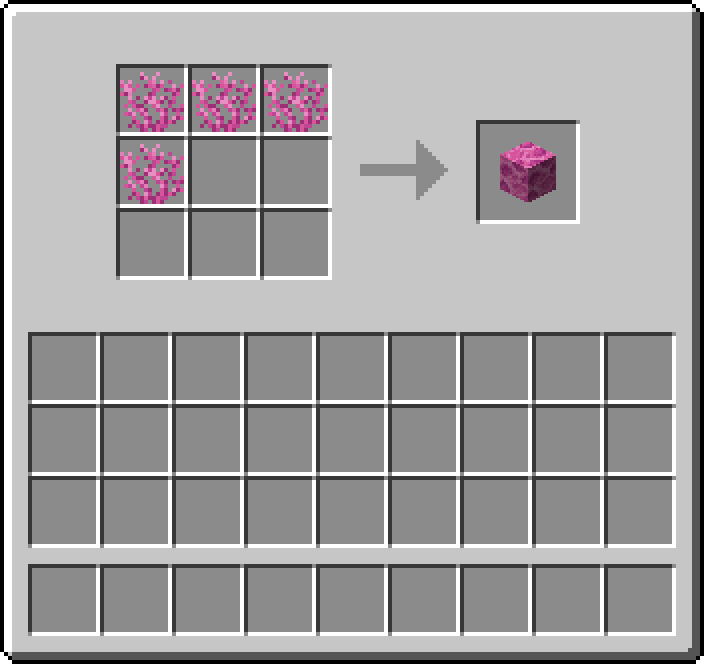 Shapeless crafting: 4 × Brain Coral → 1 × Brain Coral Block
