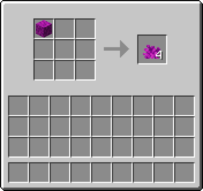 Shapeless crafting: 1 × Bubble Coral Block → 4 × Bubble Coral