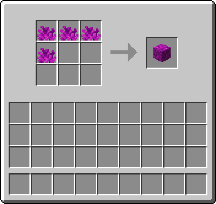 Shapeless crafting: 4 × Bubble Coral → 1 × Bubble Coral Block