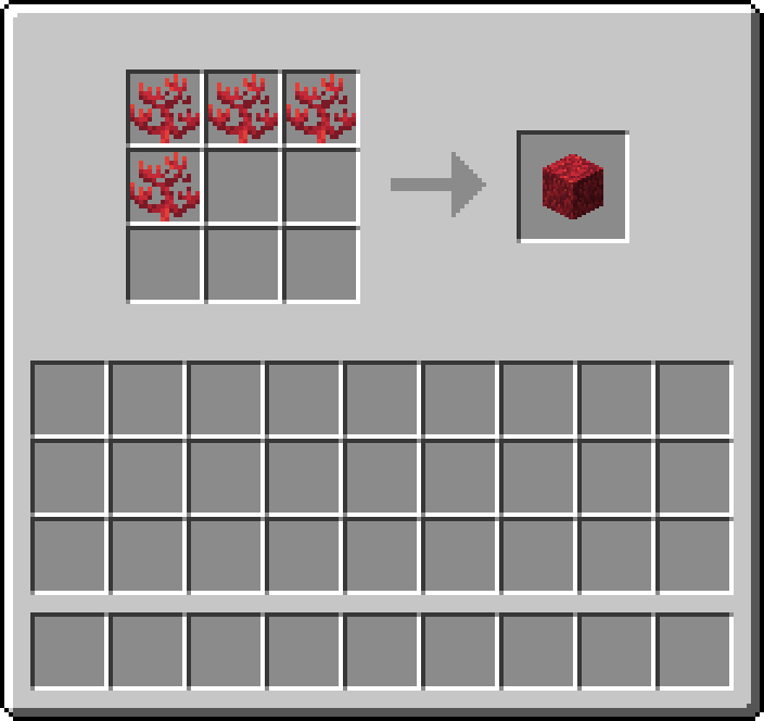 Shapeless crafting: 4 × Fire Coral → 1 × Fire Coral Block