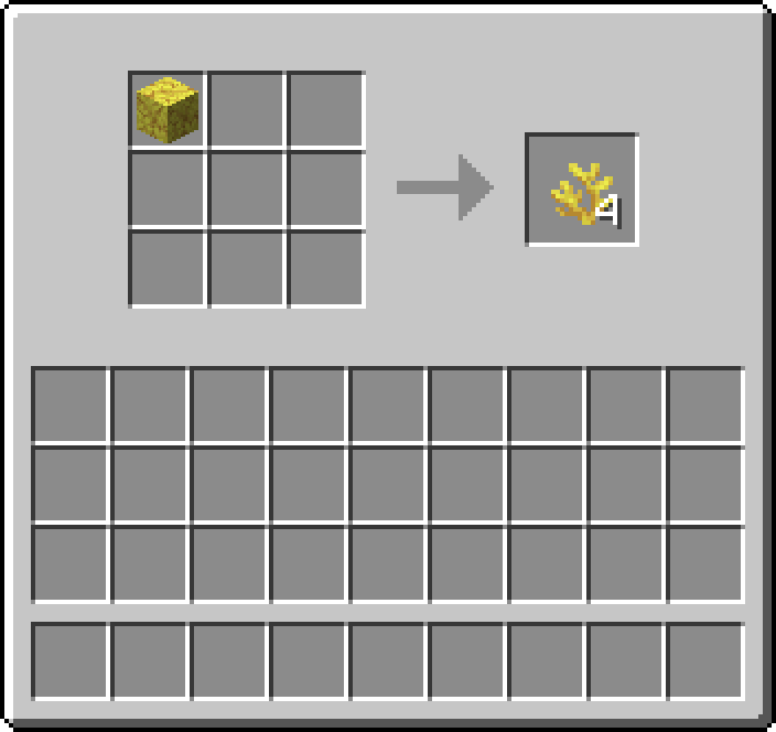 Shapeless crafting: 1 × Horn Coral Block → 4 × Horn Coral
