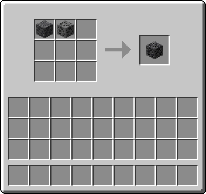 Shapeless crafting: 1 × Deepslate, 1 × Coal Ore → 1 × Deepslate Coal Ore