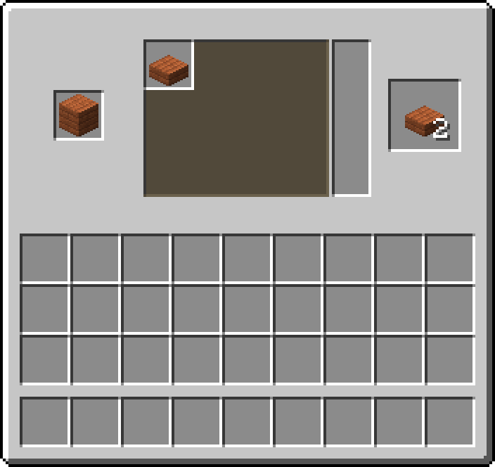 Stonecutter: 1 × Acacia Planks → 2 × Acacia Slab