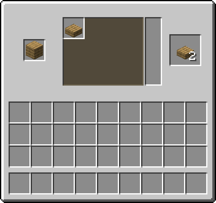 Stonecutter: 1 × Oak Planks → 2 × Oak Slab