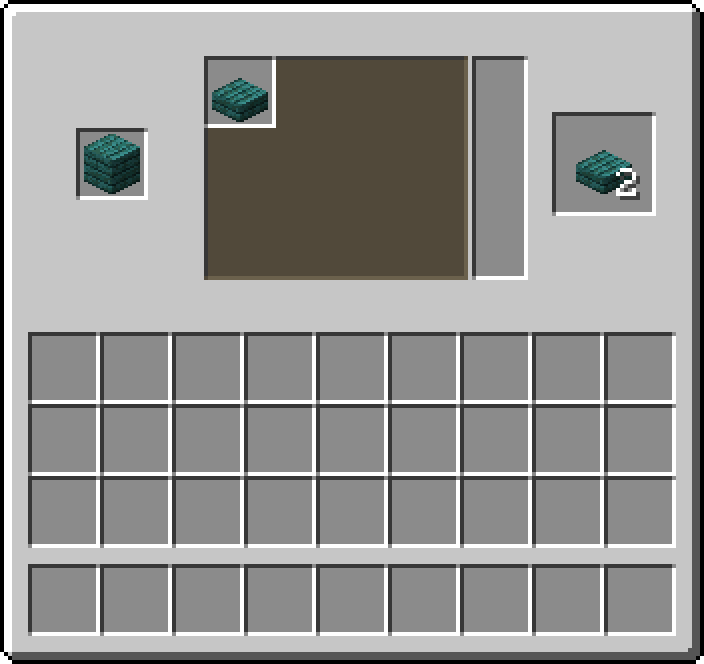 Stonecutter: 1 × Warped Planks → 2 × Warped Slab