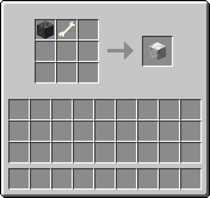 Shapeless crafting: 1 × Basalt, 1 × Bone → 1 × Calcite