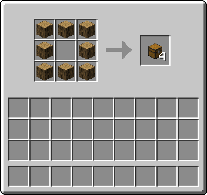 Crafting table: 8 × Any log → 4 × Chest