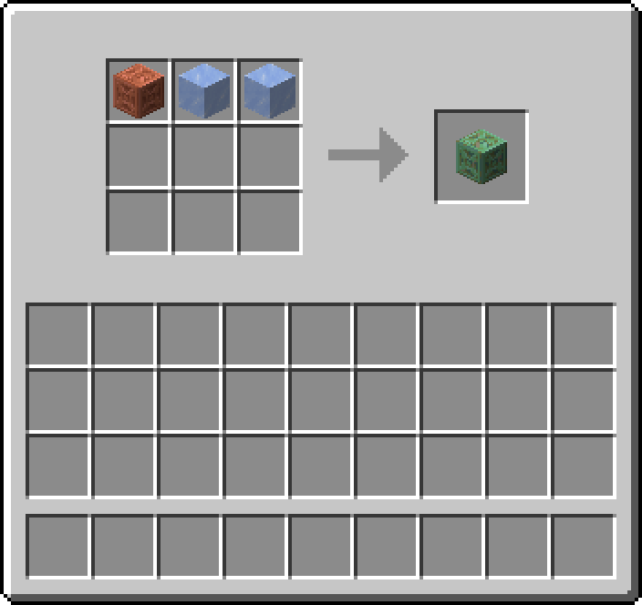 Shapeless crafting: 1 × Chiseled Copper, 2 × Ice → 1 × Weathered Chiseled Copper