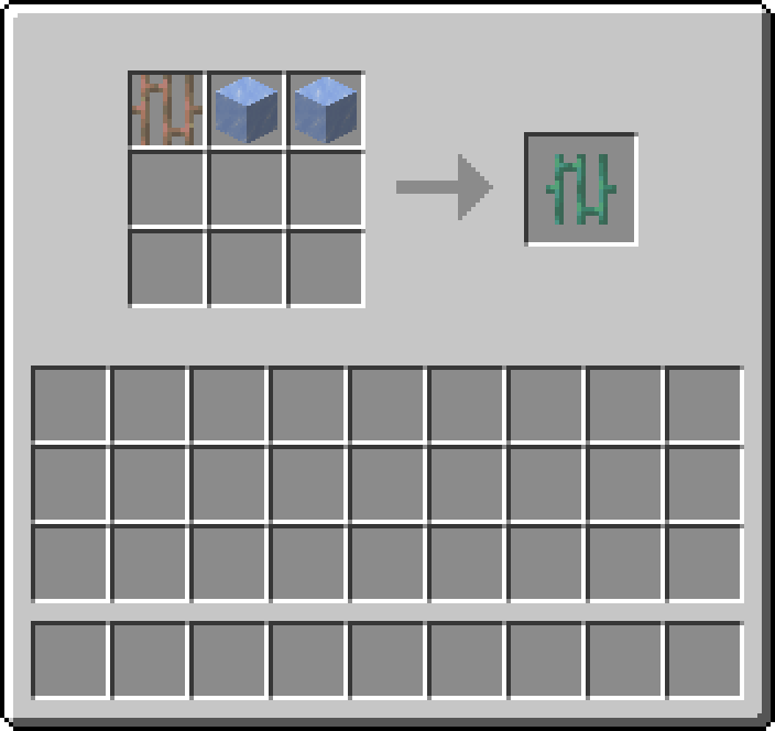 Shapeless crafting: 1 × Exposed Copper Bars, 2 × Ice → 1 × Oxidized Copper Bars