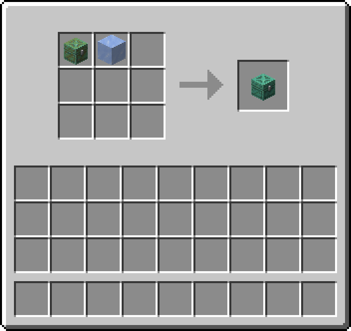 Shapeless crafting: 1 × Weathered Copper Chest, 1 × Ice → 1 × Oxidized Copper Chest