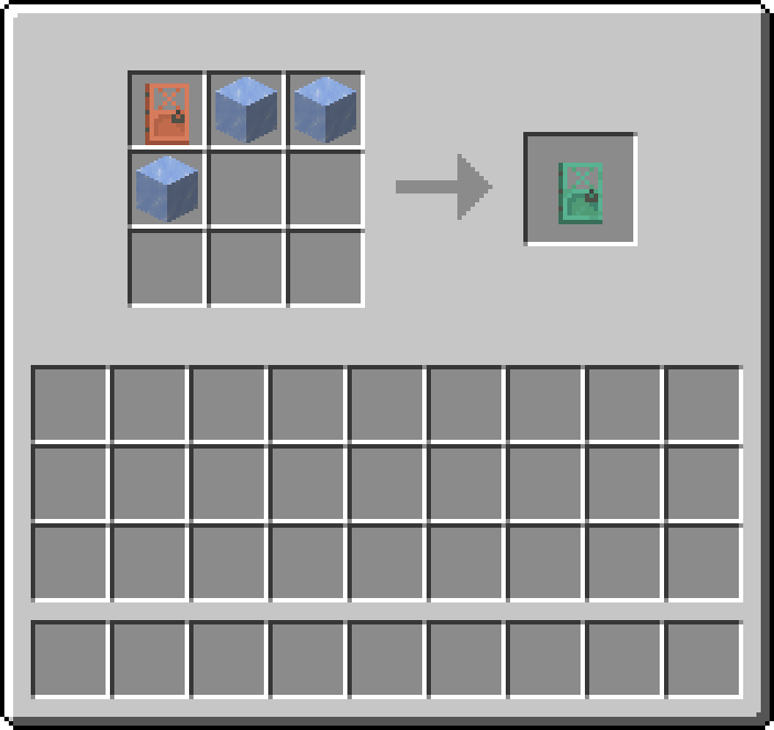 Shapeless crafting: 1 × Copper Door, 3 × Ice → 1 × Oxidized Copper Door