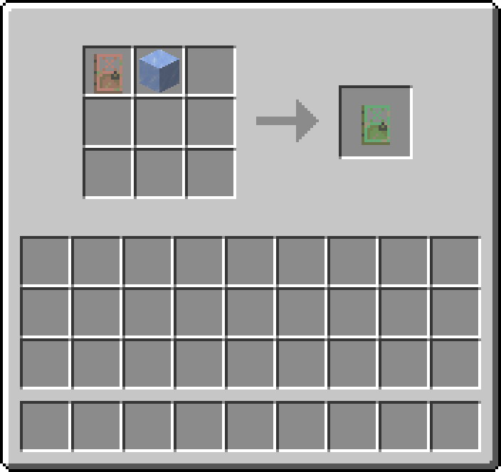 Shapeless crafting: 1 × Exposed Copper Door, 1 × Ice → 1 × Weathered Copper Door