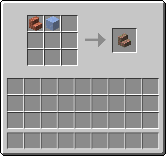 Shapeless crafting: 1 × Cut Copper Stairs, 1 × Ice → 1 × Exposed Cut Copper Stairs