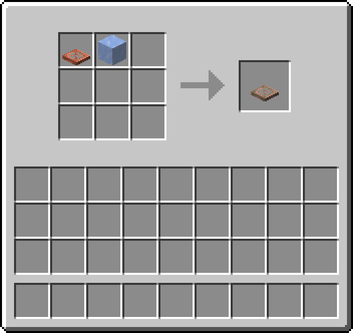 Shapeless crafting: 1 × Copper Trapdoor, 1 × Ice → 1 × Exposed Copper Trapdoor
