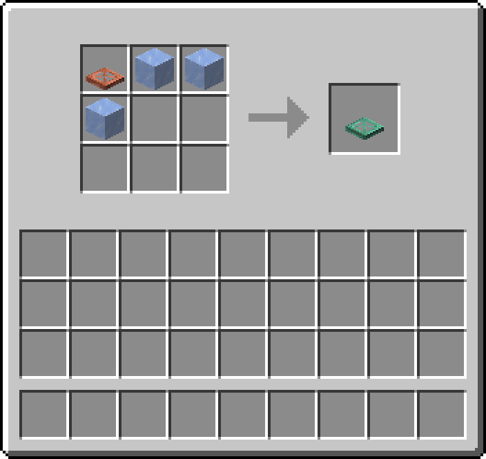 Shapeless crafting: 1 × Copper Trapdoor, 3 × Ice → 1 × Oxidized Copper Trapdoor