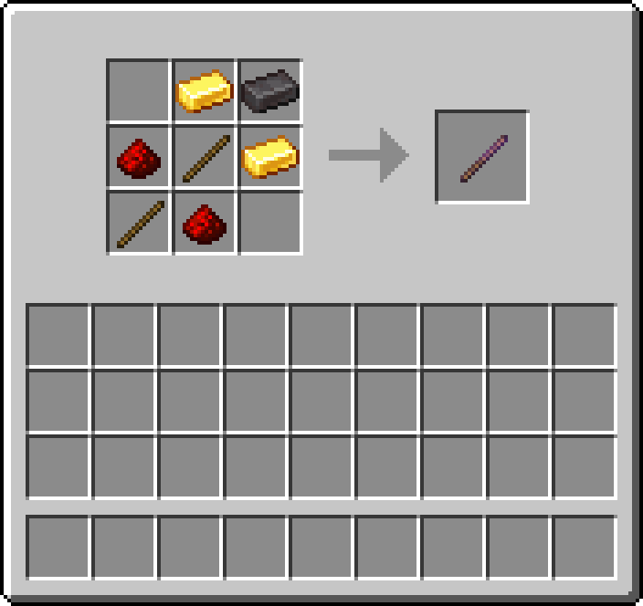 Crafting table: 2 × Gold Ingot, 1 × Netherite Ingot, 2 × Redstone Dust, 2 × Stick → 1 × Debug Stick