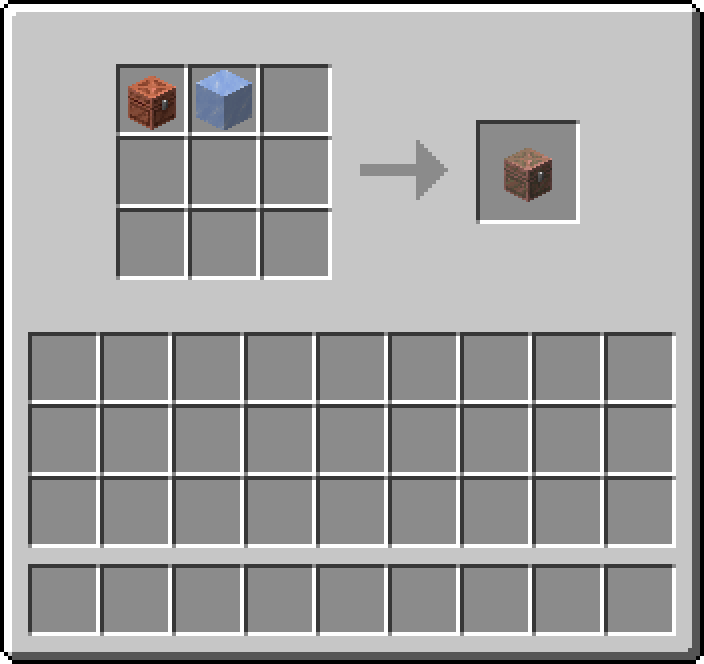 Shapeless crafting: 1 × Waxed Copper Chest, 1 × Ice → 1 × Waxed Exposed Copper Chest