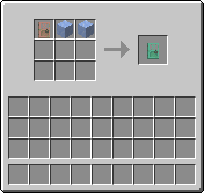 Shapeless crafting: 1 × Waxed Exposed Copper Door, 2 × Ice → 1 × Waxed Oxidized Copper Door