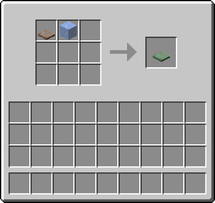 Shapeless crafting: 1 × Waxed Exposed Copper Trapdoor, 1 × Ice → 1 × Waxed Weathered Copper Trapdoor