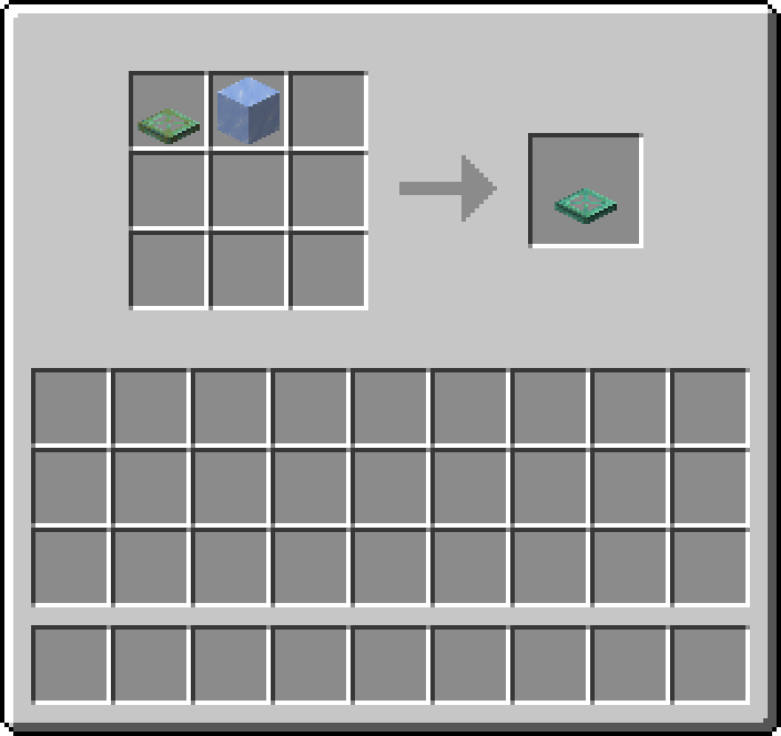 Shapeless crafting: 1 × Waxed Weathered Copper Trapdoor, 1 × Ice → 1 × Waxed Oxidized Copper Trapdoor