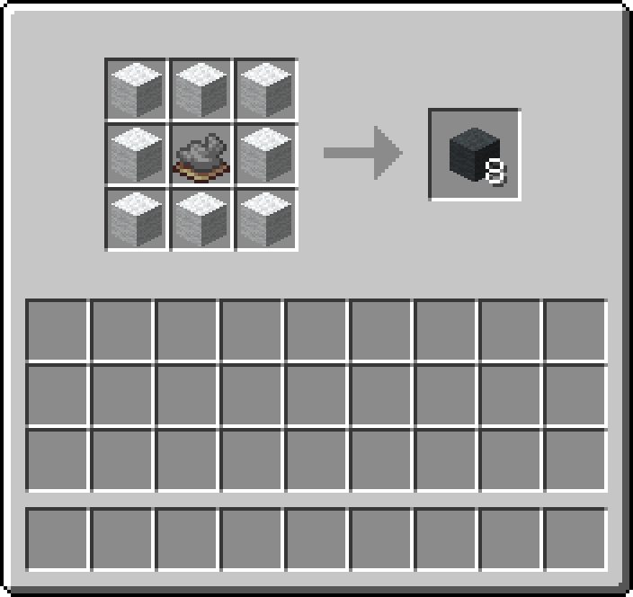 Crafting table: 8 × White Wool, 1 × Gray Dye → 8 × Gray Wool