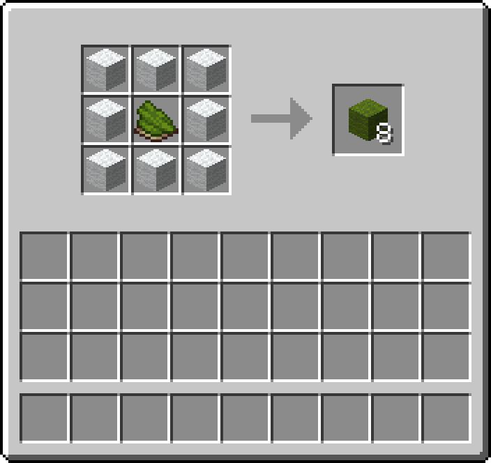 Crafting table: 8 × White Wool, 1 × Green Dye → 8 × Green Wool