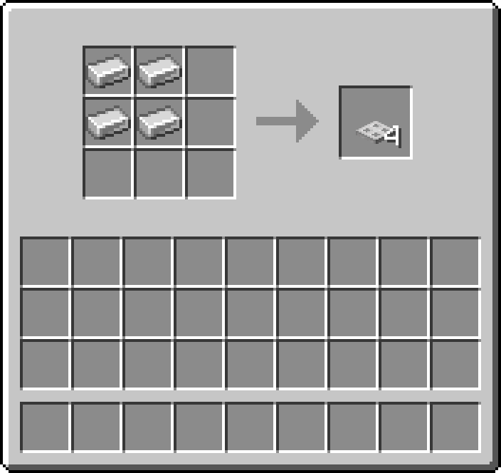 Crafting table: 4 × Iron Ingot → 4 × Iron Trapdoor