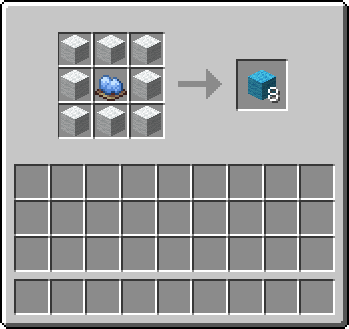 Crafting table: 8 × White Wool, 1 × Light Blue Dye → 8 × Light Blue Wool