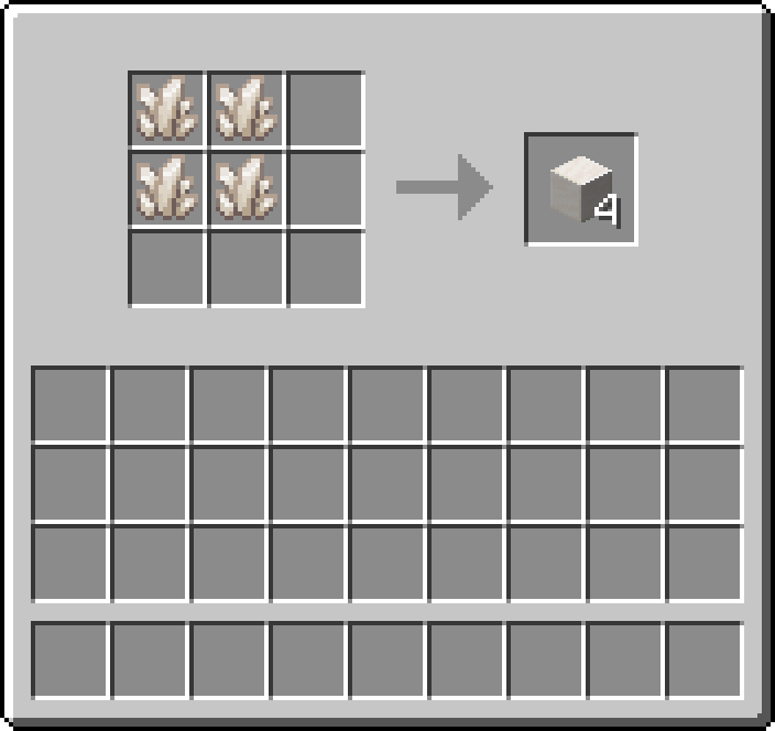 Crafting table: 4 × Nether Quartz → 4 × Block of Quartz