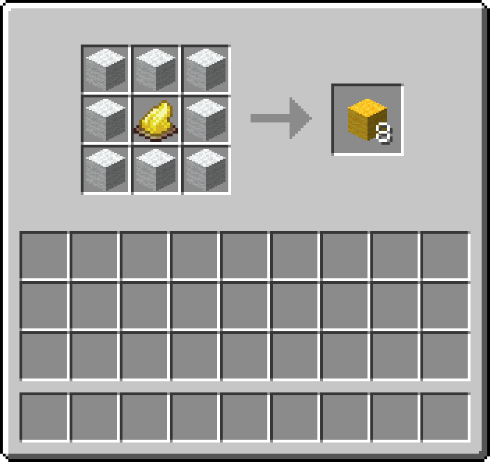 Crafting table: 8 × White Wool, 1 × Yellow Dye → 8 × Yellow Wool