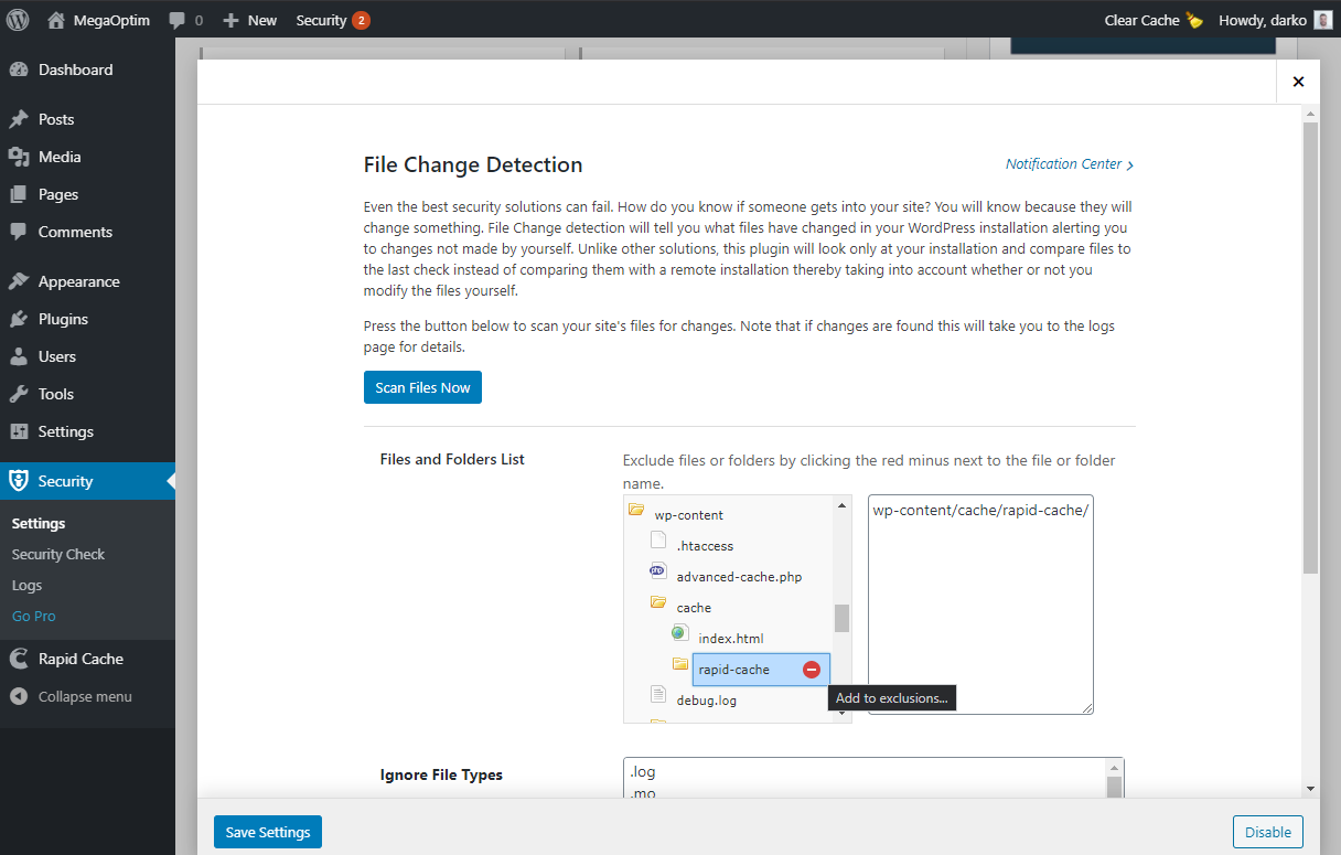 iThemes Security: Files and Folders List