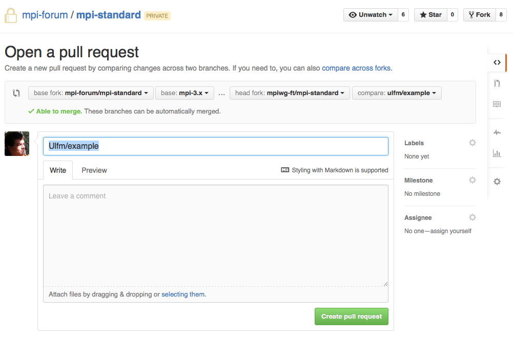 Initial View of Internal Pull Request