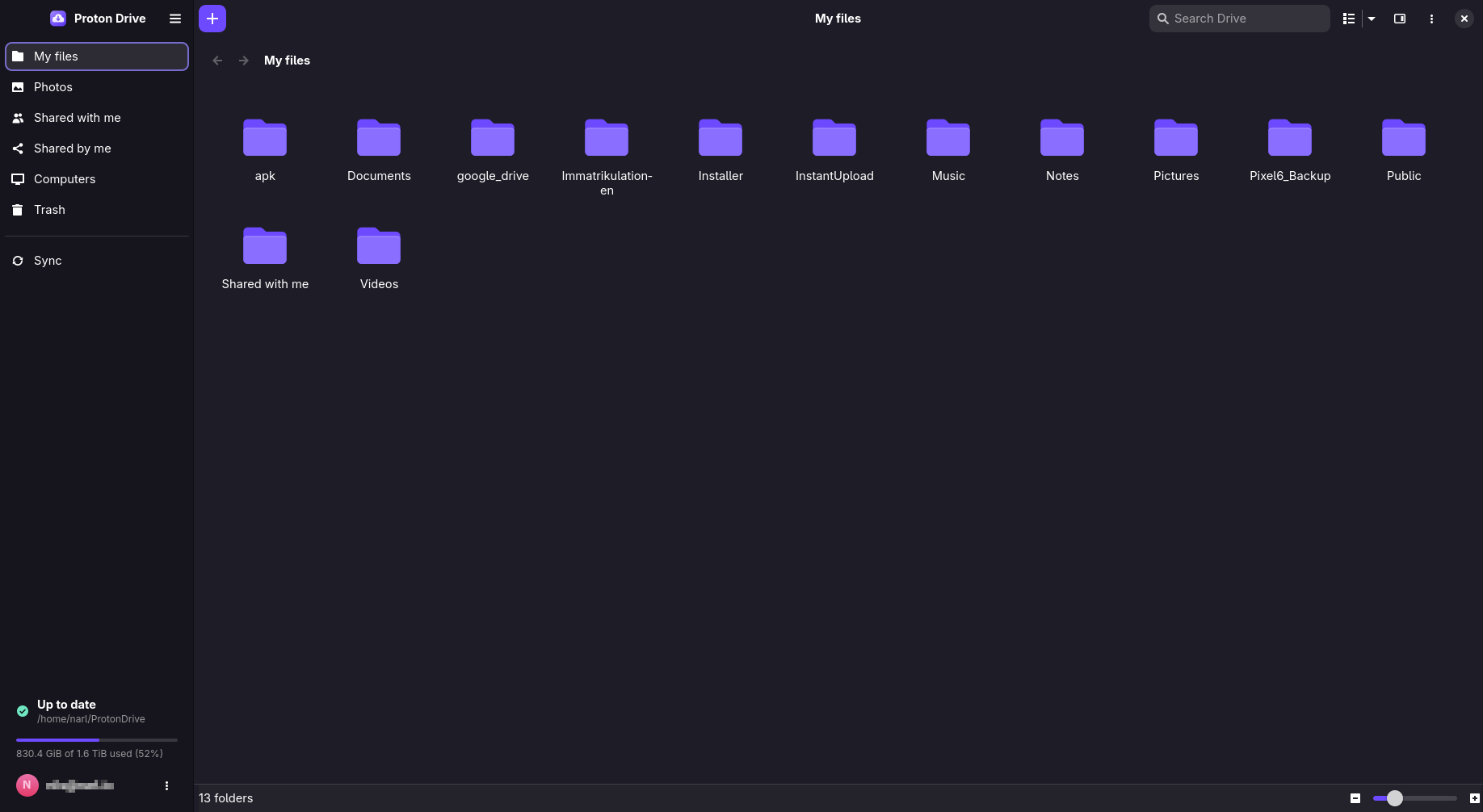 My files in the app