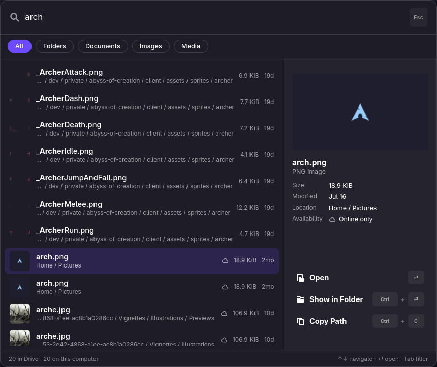 The search launcher