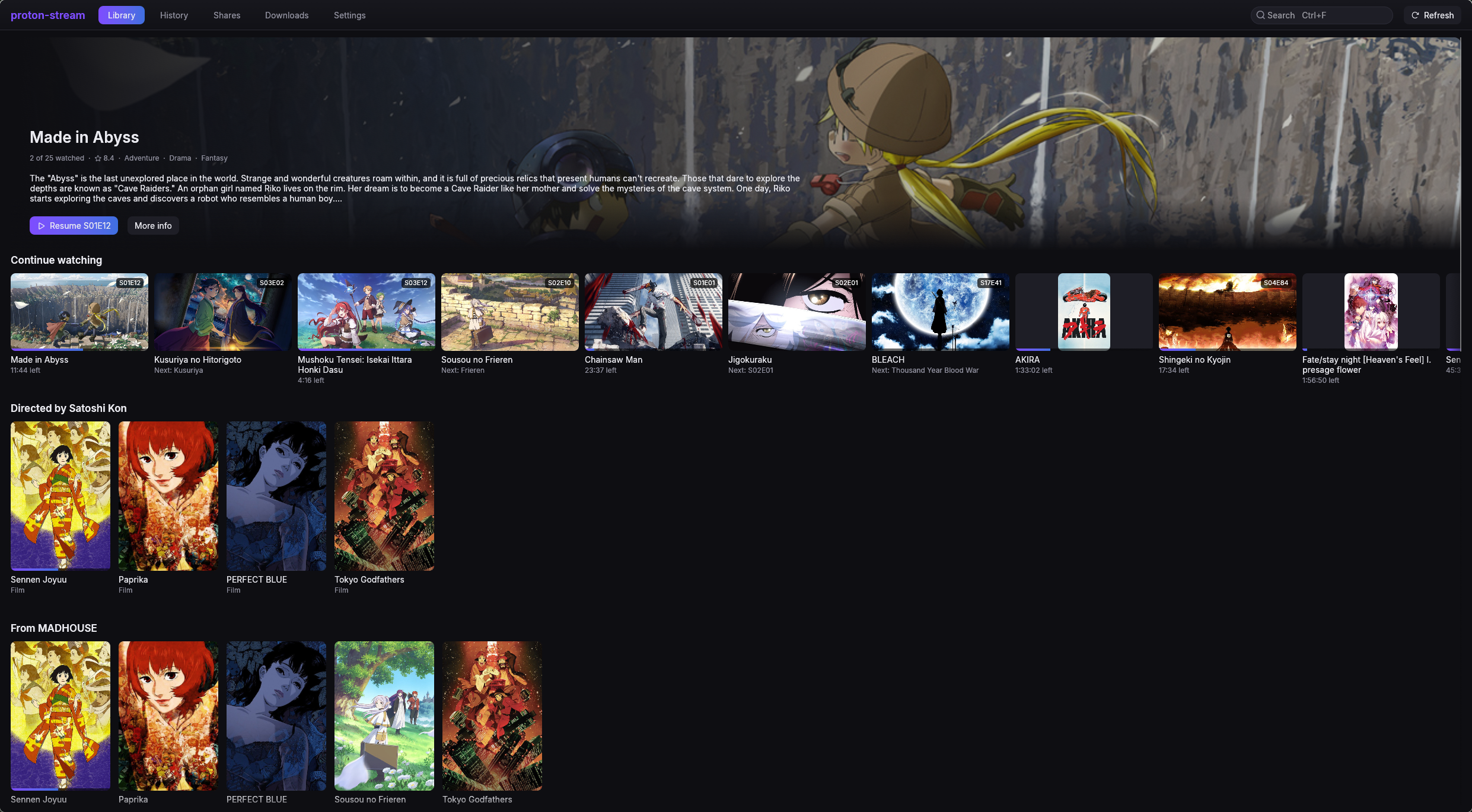 The library in the desktop app