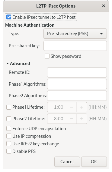 IPsec Options - PSK