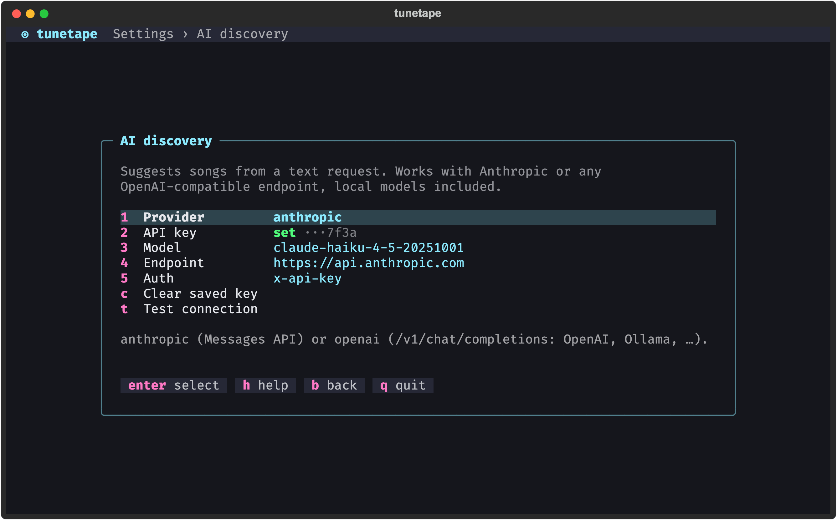 AI discovery settings