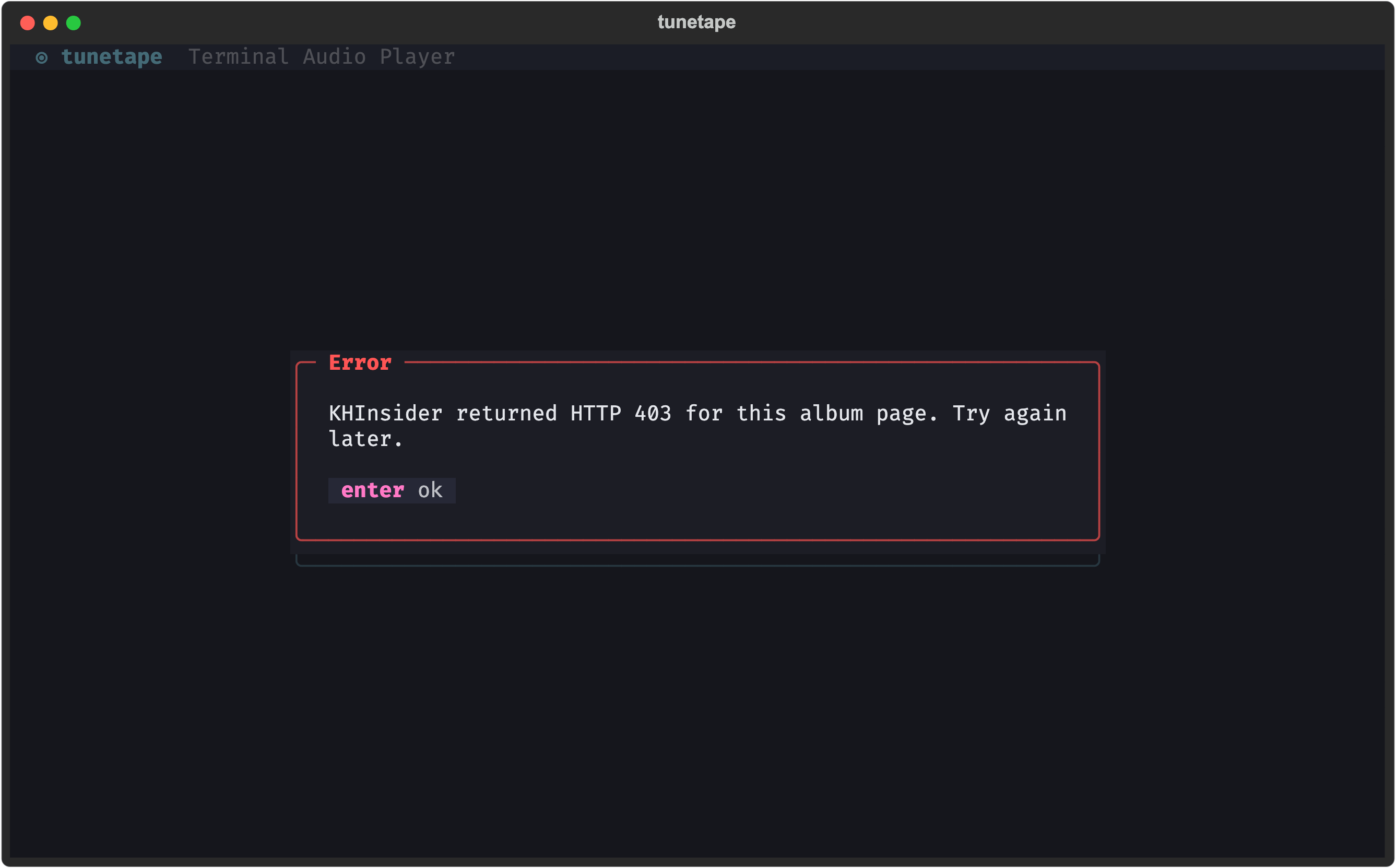 Error dialog