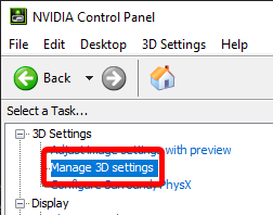 Manage 3D settings