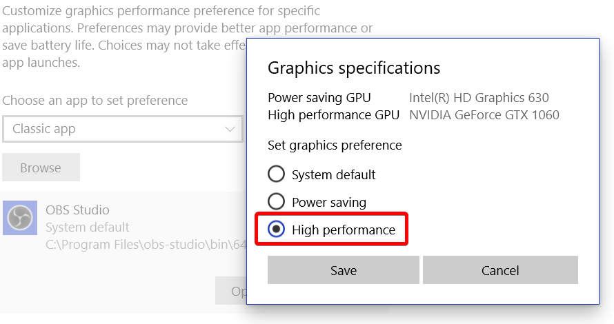 Wiki - Laptop GPU Selection Windows 10 | OBS