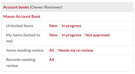Close up of dataset view for a project on which the user is a reviewer, showing the options as described