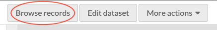 Dataset action buttons with a red circle around the "Browse" button