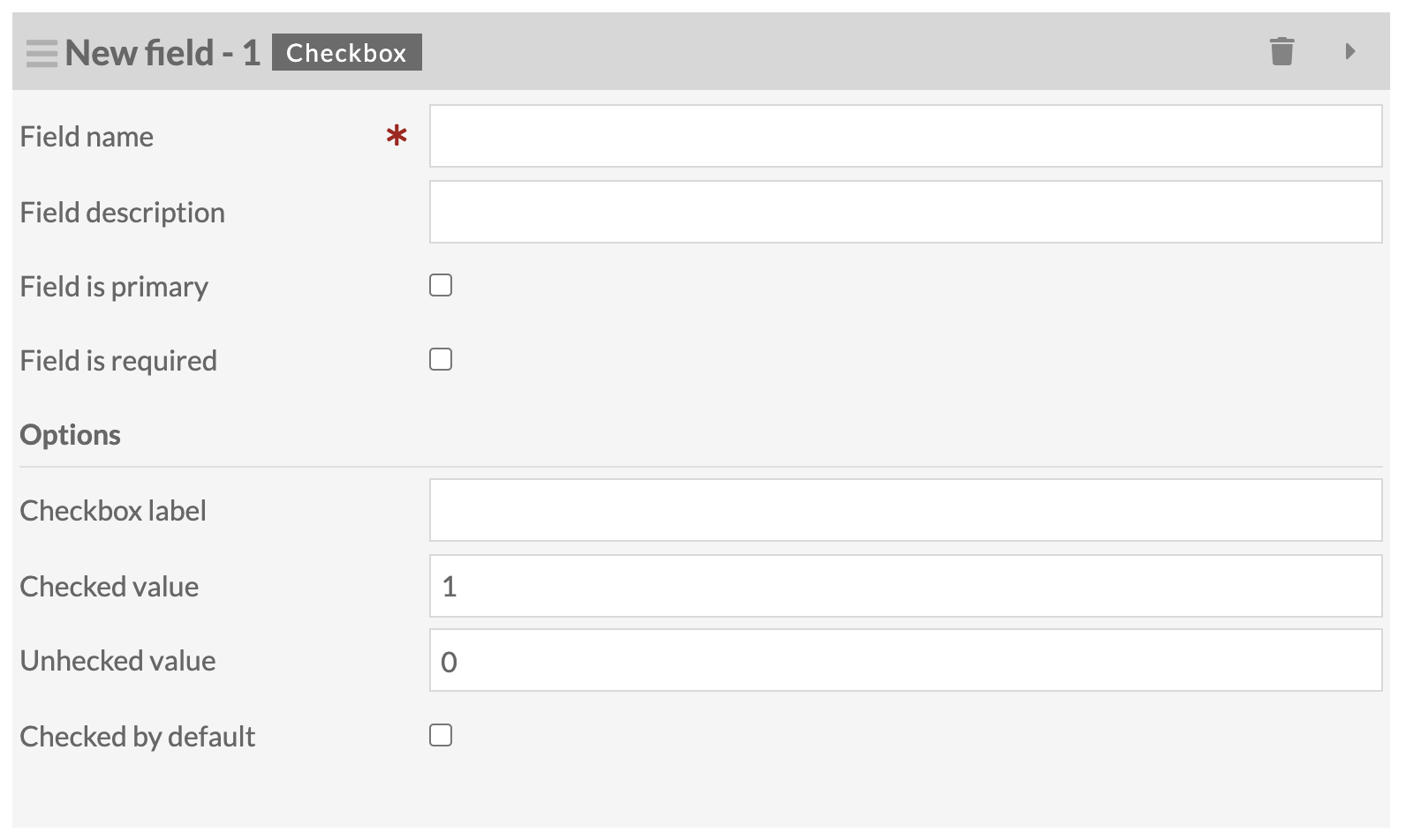 Empty checkbox field block