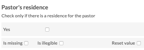 Checkbox block in a transcription form, as described