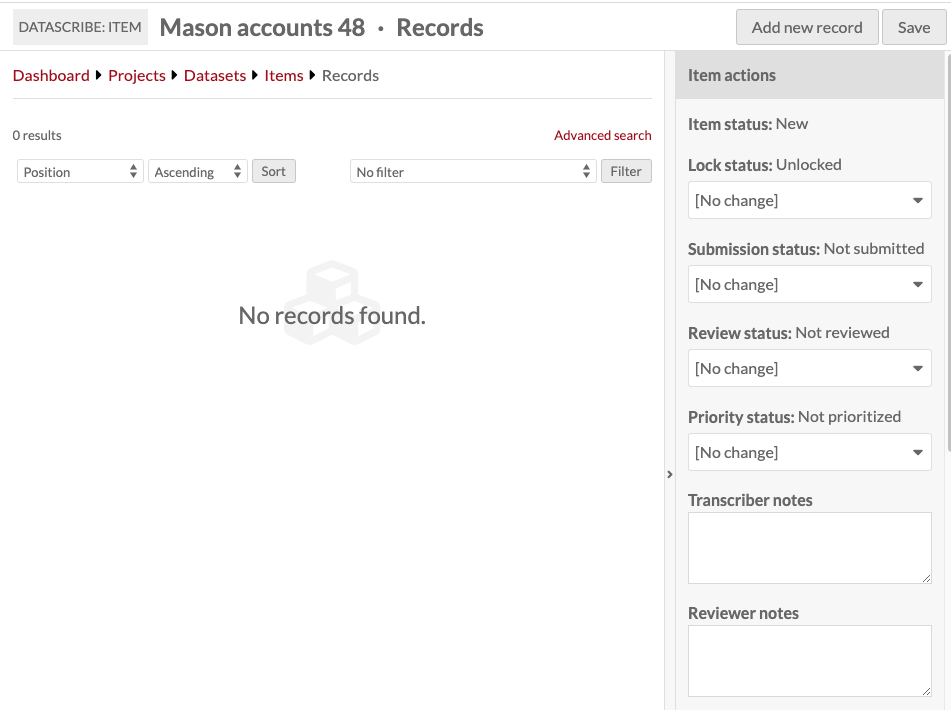 Item view with all of these options available
