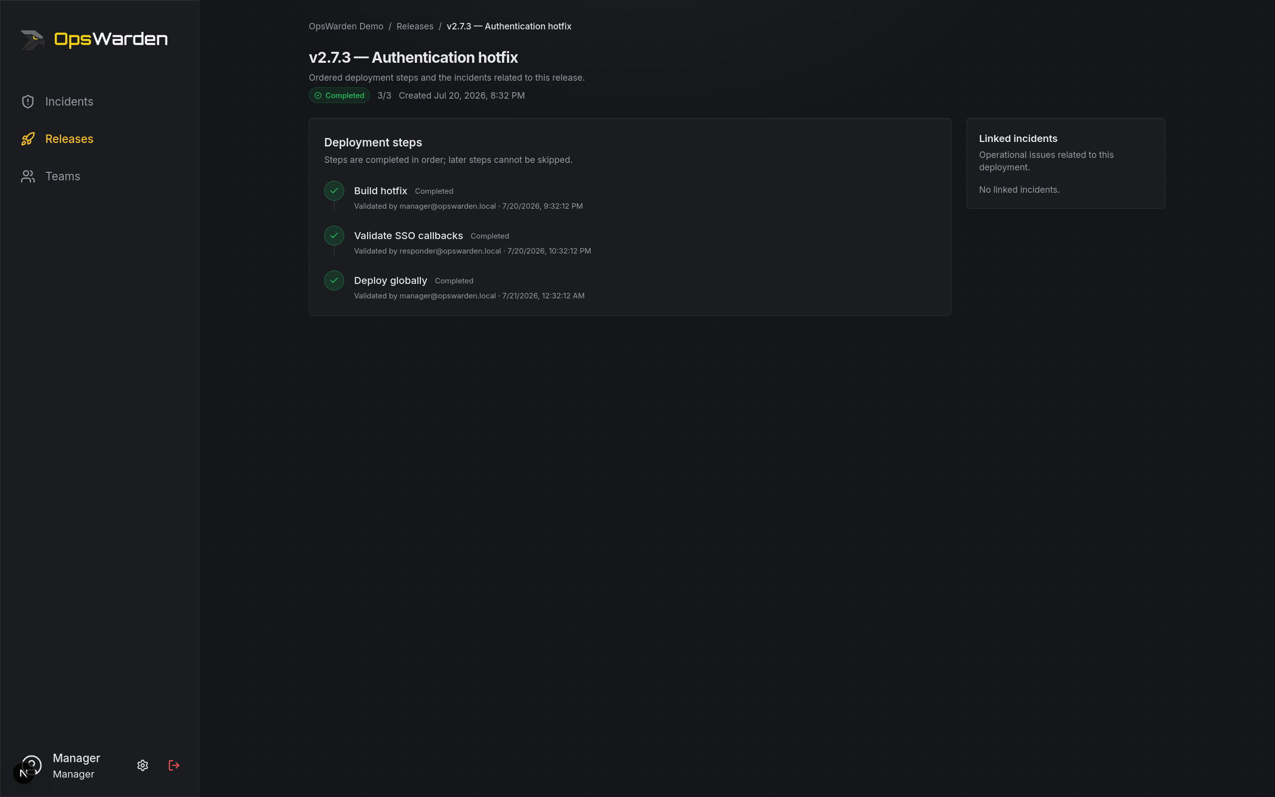 Release queue showing progress and blocking state