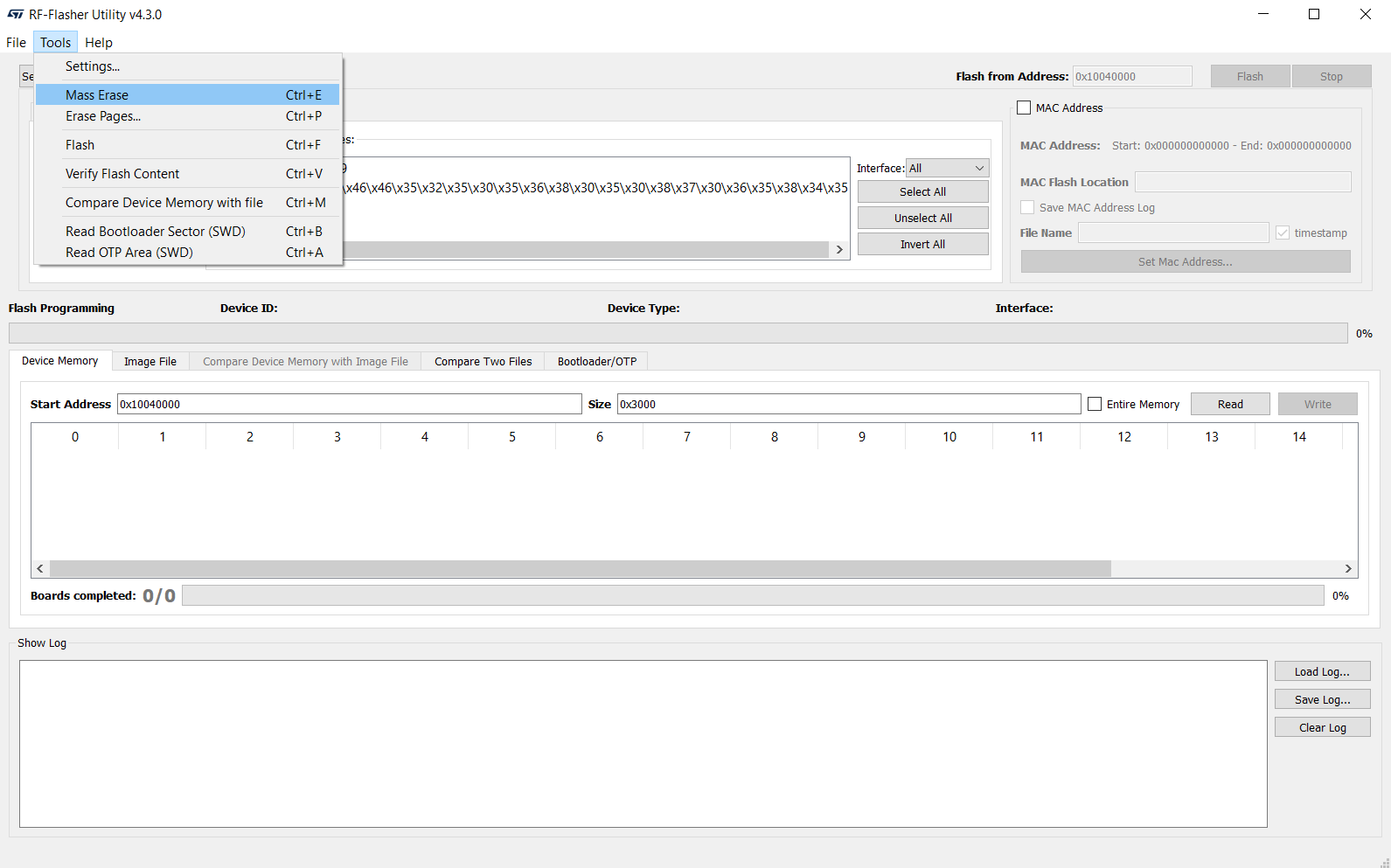 "Erase of the BlueNRG-2 chip"